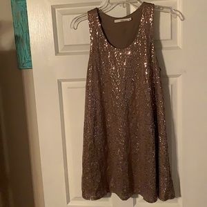 Brown sequin swing tunic